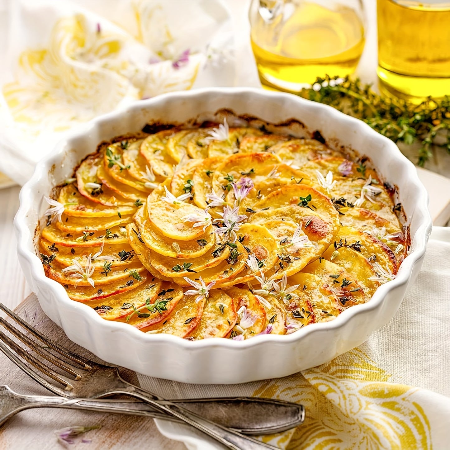 Ceramic Quiche Pan Set of 2, 9.5 Inch Fluted Tart Dish for Oven Baking, Non-Stick Pie Dish for Quiche Lorraine, Chicken Pot Pie, Tart, Flan
