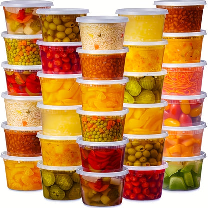 48pcs(24 Containers & 24 Lids) 16oz BPA-Free Durable Leakproof Deli Containers with Lids Set - Microwave & Dishwasher & Freezer Safe Stackable Sealed Fresh Container, Ideal Choice for Takeout Meal Preparation, Ready-to-Eat Packaging Kit