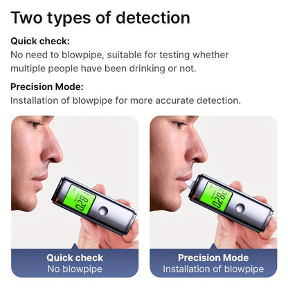 2-In-1 Breathalyzer Alcohol Tester, Blowing Automatic Testing for Drunk Driving Personal Use Rechargeable Dual Mode Testing Tool