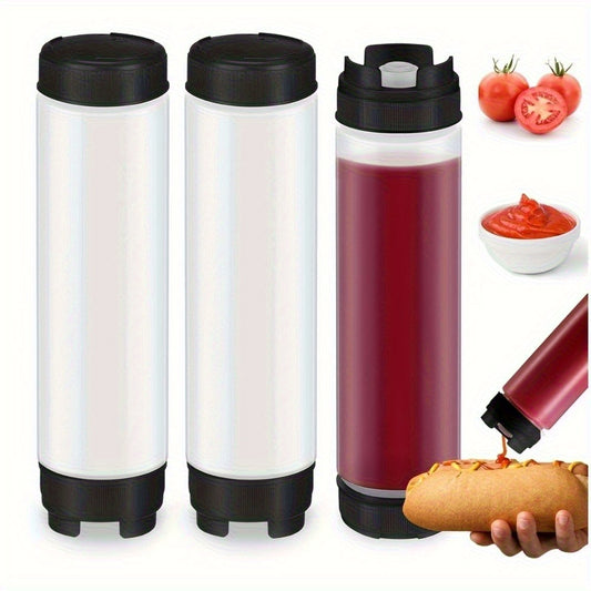 Squeeze Bottles Set of 3 Leak-Resistant Wide Opening Sauce Dispenser Transparent
