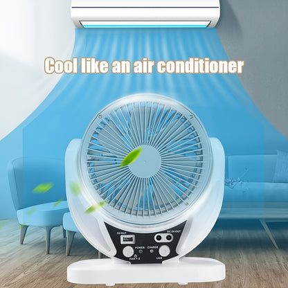 Solar Fan Portable Camping Fan with Solar Panel and USB Charging Adjustable Speed and Angle Phone Charging Function Emergency Power Outage Outdoor Travel Fan