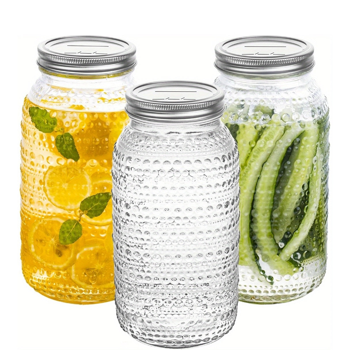 Mason Jars 64oz with Lids Wide Mouth 3pcs, Glass Jars Canning Jars Large for Centerpieces Pickling Storage Food Meal Prep Salad Jam