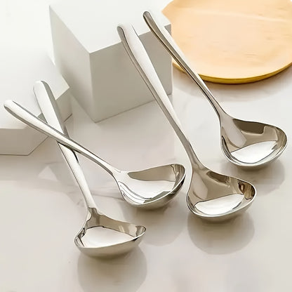 4/8/12pcs Durable Stainless Steel Long-Handled Soup Spoons, Perfect for Soup, Porridge And Hot Pot Restaurants, It Is The Ideal Kitchen Utensil