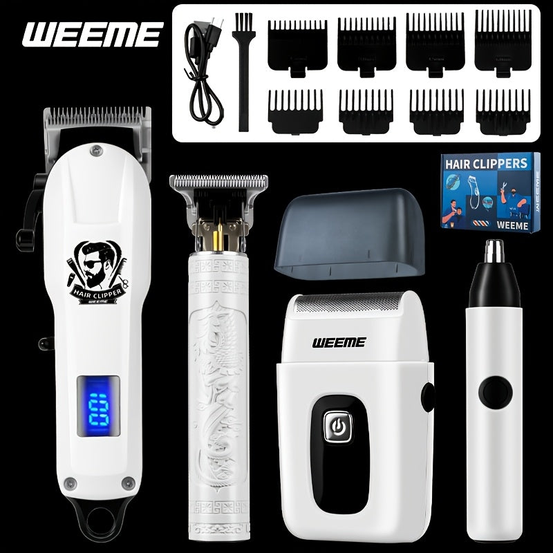 WEEME Enjoy The Game! • Passionate Ball Game • 2/4pcs Hair Clipper Set • Men's Electric Shaver • Nose Hair Trimmer • Razor • DIY Haircut Kit with Barber Accessories • Rechargeable Grooming Set • Gift for Husband Or Dad
