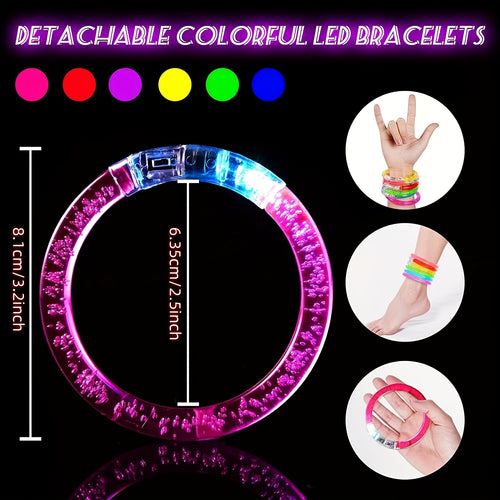 LED Glow Bracelets Party Pack – Flashing Light-Up Wristbands for Birthday, Concert, Carnival & Halloween, Assorted Colors Bulk Set 24 39 79 Pcs Night Light Party Supplies Gift
