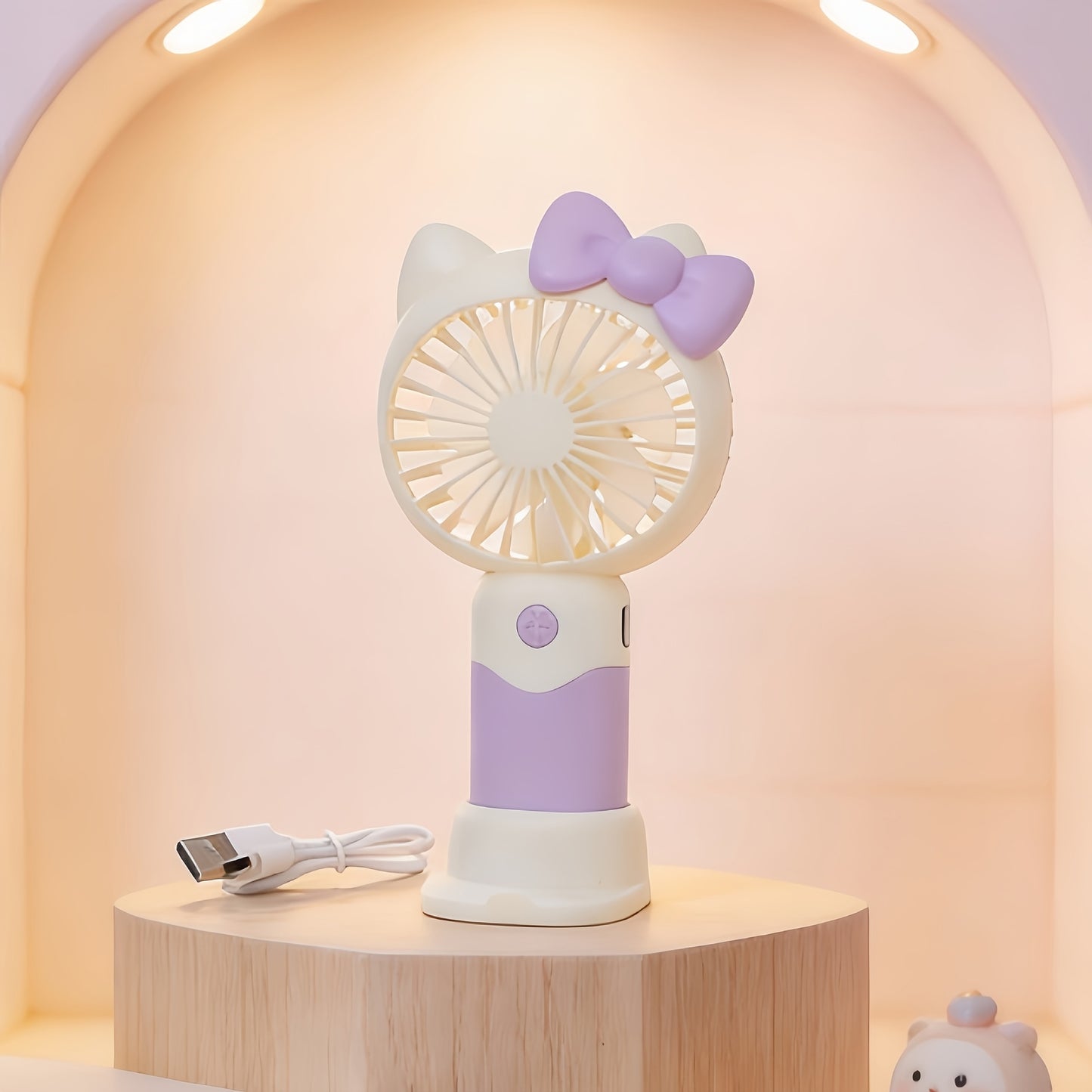 Hello Kitty Handheld Mini Fan USB Rechargeable Portable Small Fan Cute Sanrio Desktop Electric Fan for Girls Kids Travel Office Home