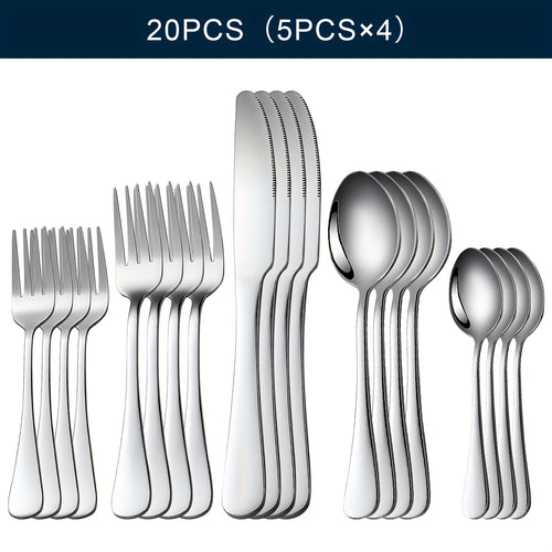 20/24/30/65pcs Stainless Steel Silverware Set, Flatware Set for Kitchen, Cutlery Set with Forks, Spoons, Knives, Serving Set, Modern Flatware Set Service for 4/4/6/12
