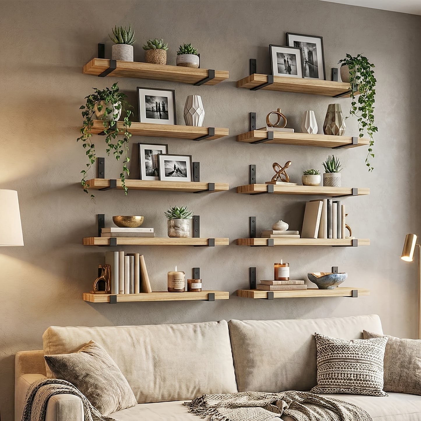Floating Shelves for Wall 10 Pack 15.8x5.9 Inch Wall Mounted Shelf for Bedroom Kitchen Bathroom Living Room Plants Books Photos Home Decor