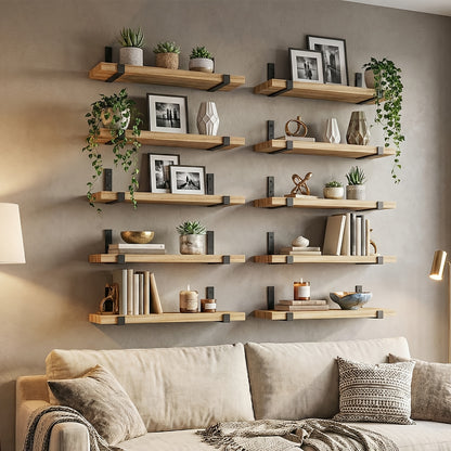 Floating Shelves for Wall 10 Pack 15.8x5.9 Inch Wall Mounted Shelf for Bedroom Kitchen Bathroom Living Room Plants Books Photos Home Decor