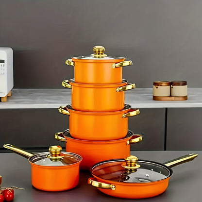 1/10/12pcs Pots And Pans Cookware Sets, Non-stick Cookware Set, Heat-resistant, FryingPan, Saucepan, StewPot, Multifunctional, Stylish, Durable, Suitable for All Stoves, Pot Sets for Kitchen for Cooking Non Stick
