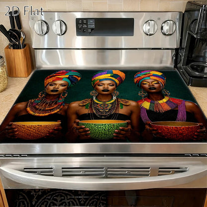 African Tribal Style Stove Protector Mat, Heat Resistant And Wearable Cooktop Cover, Suitable for Gas Stove, Induction Cooker, Oven, Easy to Clean And Reusable, Also for Glass Countertop, Washer And Dryer Top Protection