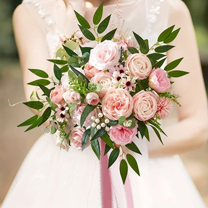 Artificial Flowers Combo Box Set, Light Pink Fake Flowers Roses Bridal Bouquets Out/Indoor DIY Centerpieces White Flowers for Decoration Arrangements Party Baby Shower