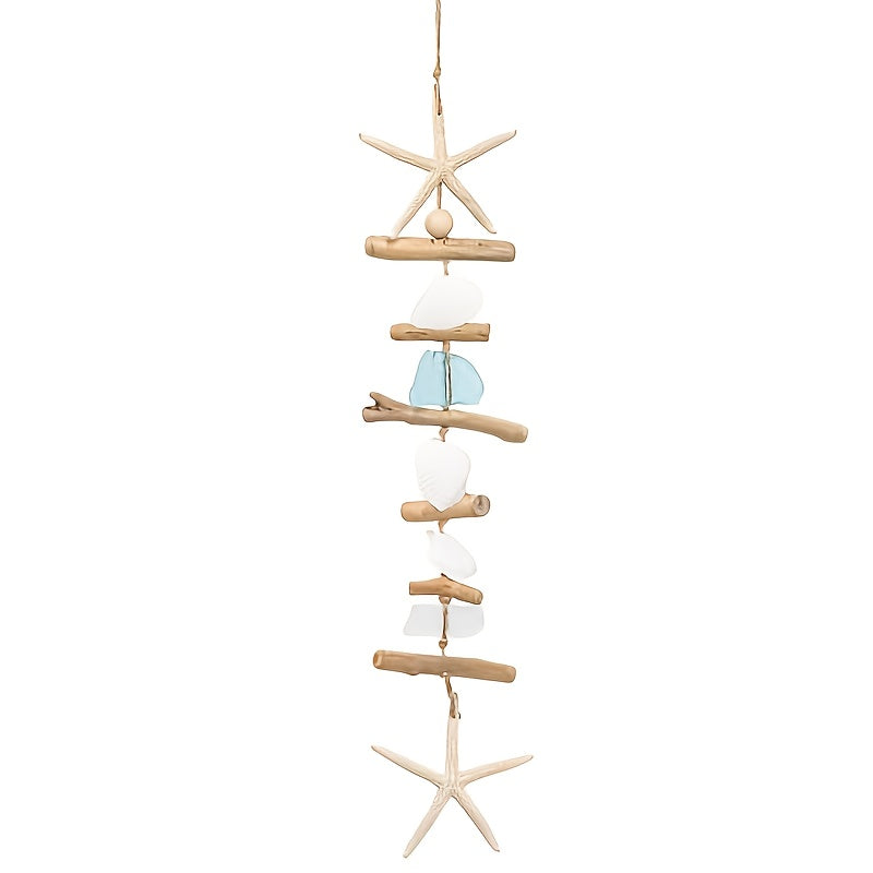 Starfish Wooden Bead Necklace & Coastal Pendant Set – Beach Jewelry, Nautical Starfish Charm, Driftwood Hanging String Decor for Women, Girls & Home Beach Theme