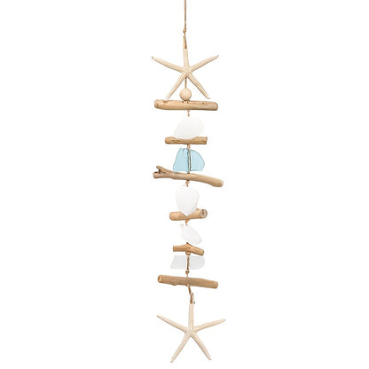 Starfish Wooden Bead Necklace & Coastal Pendant Set – Beach Jewelry, Nautical Starfish Charm, Driftwood Hanging String Decor for Women, Girls & Home Beach Theme