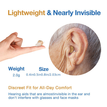 Digital Hearing Aids for Adults & Seniors – 12-Channel Noise Reduction, USB Rechargeable, Lightweight Portable BTE Sound Enhancer with Ergonomic Silicone Earbuds, Air Conduction Hearing Amplifier