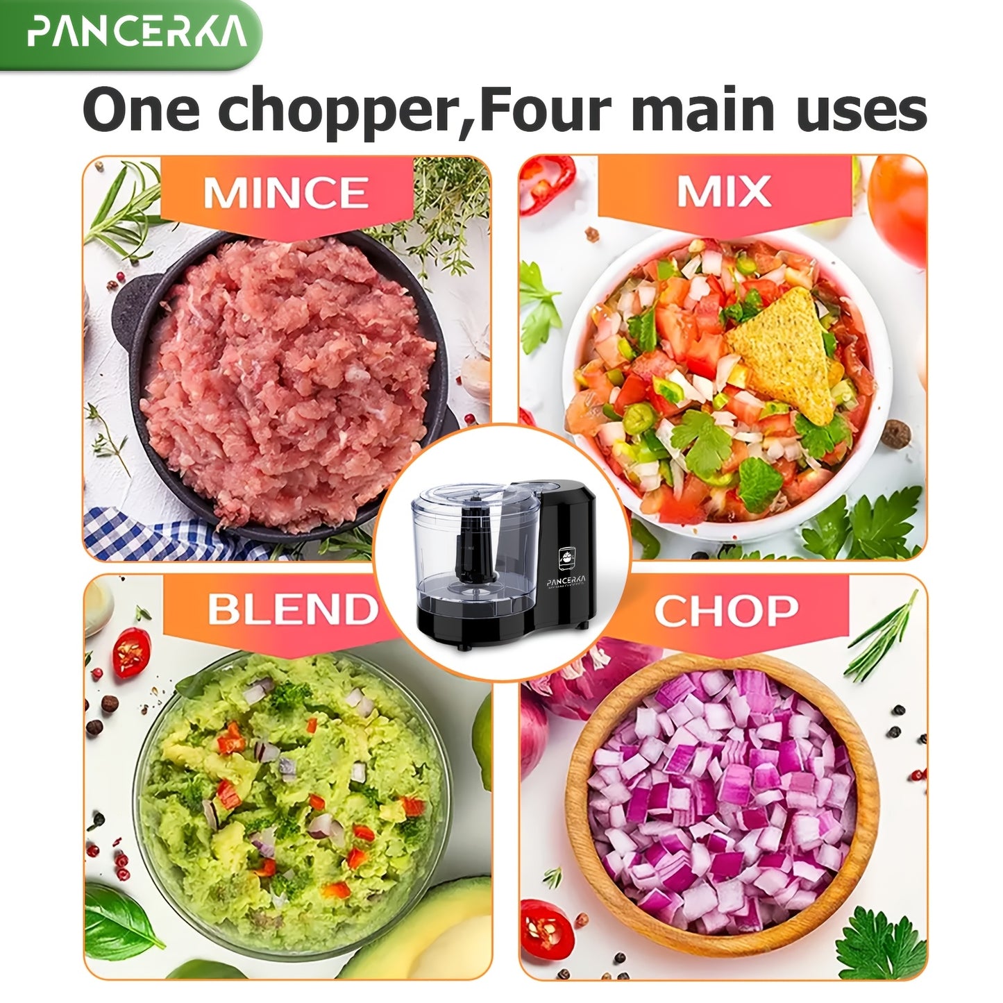 Electric Vegetable Chopper Food Processor - Mini Electric Food Chopper Blender for Kitchen, Baby Food Maker, Mixer Grinder for Dicing Mincing Puree, Black
