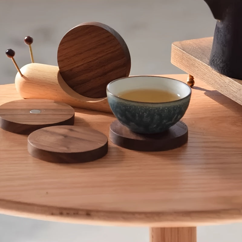 Real Wood Cartoon Snail Relaxing Creative Tea Coaster Decoration Heat Insulation Tea Coffee Coaster