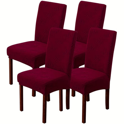 4/6pcs Chair Covers For Dining Room, Stretch Jacquard Dining Chair Slipcovers Removable Washable Chair Protector For Kitchen, Hotel, Restaurant