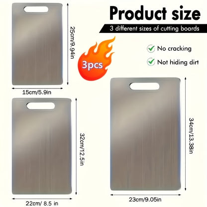 1/3pcs Kitchen Titanium Cutting Board, Brand New Upgraded Kitchen Pure Titanium Cutting Board Set of 3 for 2025, Double-Sided Durable Metal Cutting Board. Suitable for Meat, Fruits, And Vegetables; a Must-Have for Holiday Gifts!