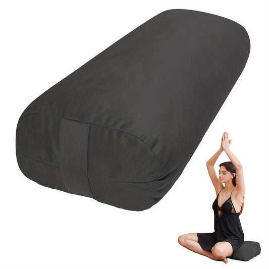 Yoga Bolster Pillow for Restorative Yoga - Meditation Pillow with Velvet Cover, Filled with Soft Sponge