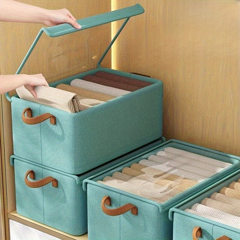 Foldable Storage Boxes with Clear Lids & Handles Large Collapsible Organizer Bins for Clothes, Blankets & Bedding – Bedroom, Wardrobe & Under Bed Storage, 4 or 6 Pack