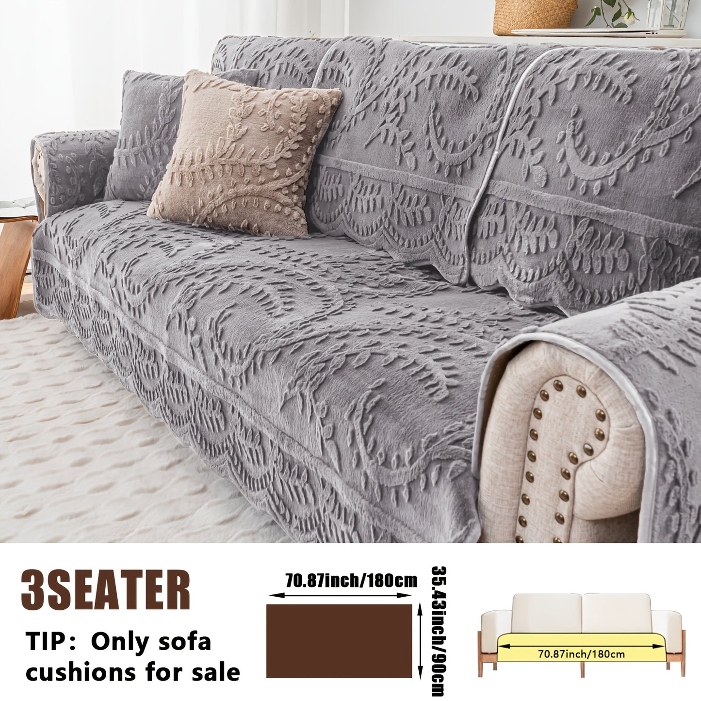 Thickened Quilted Machine Washable Sofa Cushion, Faux Rabbit Fur Comfort Warm Non-slip Plush Sofa Cover, Breathable And Comfortable Pet-friendly For Bedroom, Office, Living Room, Easter Home Decoration