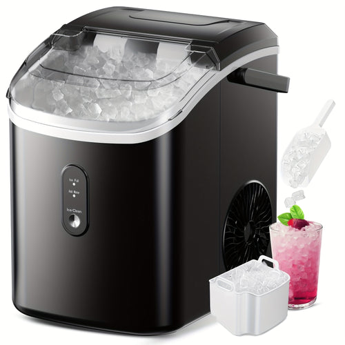 Nugget Ice Maker Countertop – 34/44 Lbs Daily Soft Chewable Pellet Ice Machine with Auto-Cleaning, 1.8L Tank, Ice Scoop & Basket, Sonic Pebble Ice Maker for Home, Office, Kitchen & Party