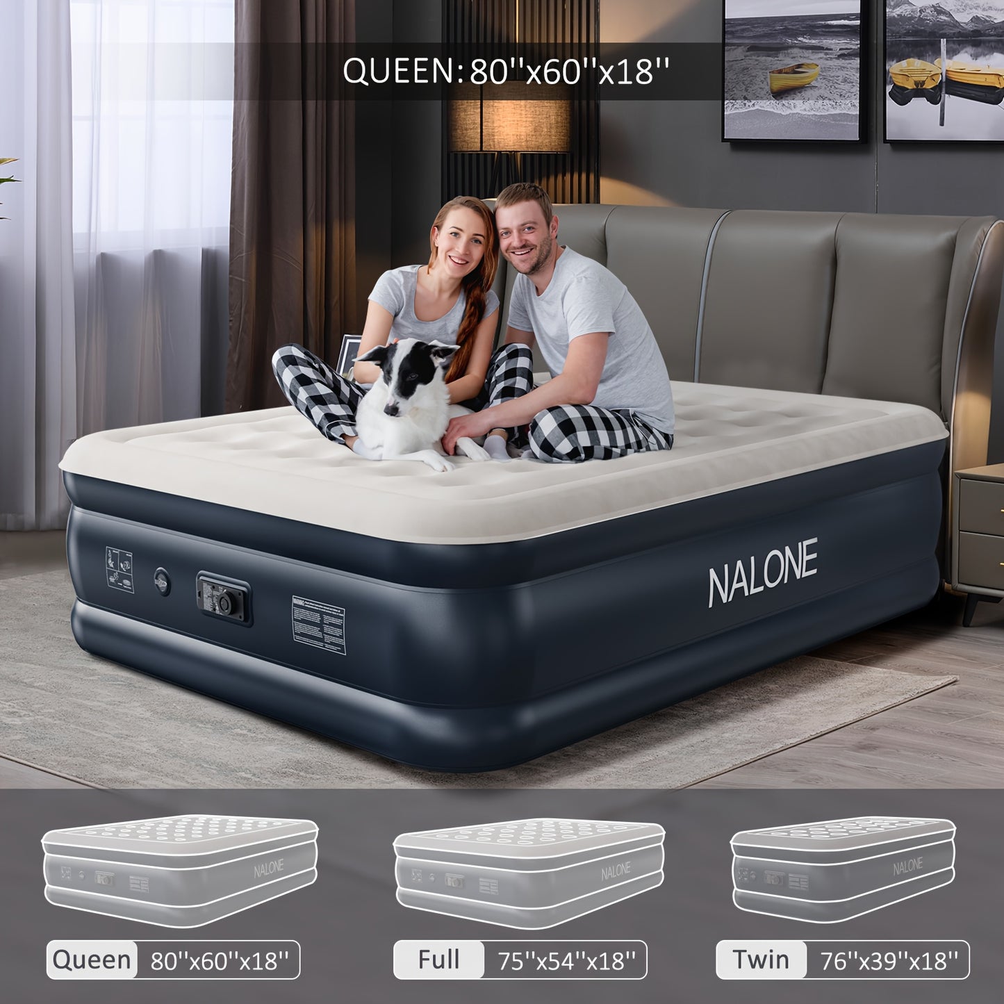 2025 Upgraded Fast Blow Up Air Mattress with Built in Pump | 18'' Self Inflatable Portable Air Bed for Home, Travel & Camping | Includes Carry Bag