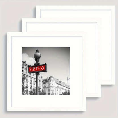 Square Photo Frames Set of 3, Black White 8x8 12x12 Inch Wall Hanging Picture Frames for Living Room Hallway Gallery Wall, Holiday Gift for Friends Family Home Decor