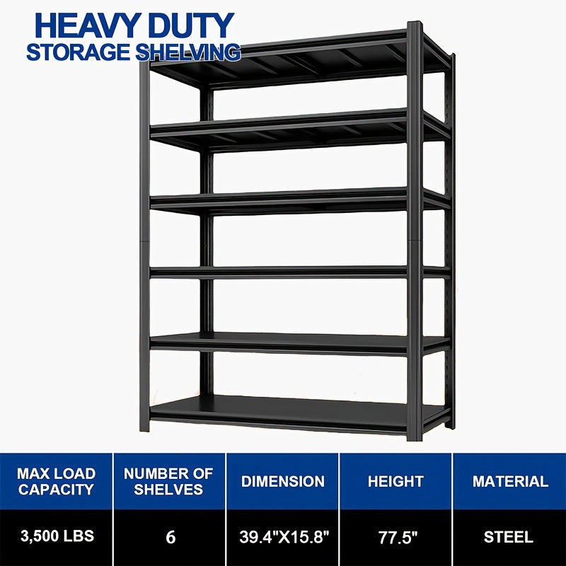 Heavy Duty Adjustable Metal Shelving Unit - Powder-Coated -Standing Storage Rack Suitable for Garage, Basement, Warehouse - No-Tool Assembly, Adjustable Height Shelves, Sturdy Frame, Ideal for Tool & Christmas Storage Organization, Storage