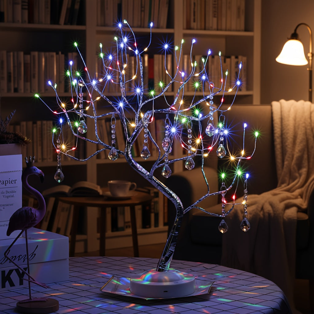 LED Bonsai Tree Light Tabletop Fairy Tree Lamp 108 LEDs 8 Lighting Modes Timer 20 Inch Warm White Silvery Branches Battery USB for Home Bedroom Party Wedding Christmas Holiday Decor