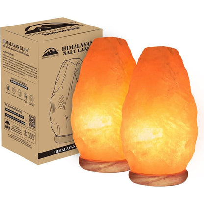 2 Pc Himalayan Glow Pink Salt Lamps, 4-7 lbs Natural Crystals with Neem Wood Base & USB Dimmer Switch, Warm Soothing Bedroom Glow for Relaxation & Home Décor