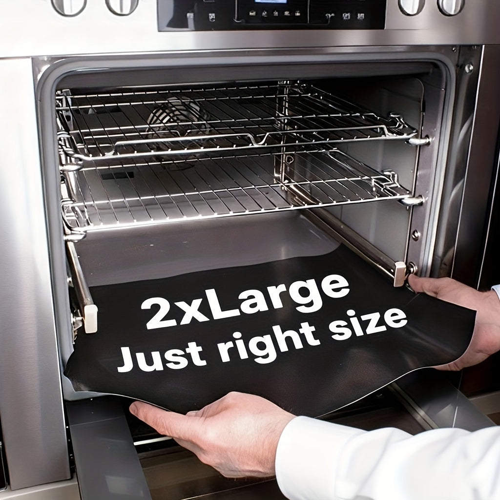 2pcs, Oven Bottom Liner, Extra-Large Heavy-Duty Non-Stick Oven Mat, Reusable Oven Protector Mat, Suitable for Electric & Gas Grills, Outdoor Universal, Kitchen Accessories, Grill Mat, Extralarge Mat, Universal Fit, Nontoxic Material, Nonstick Mat,