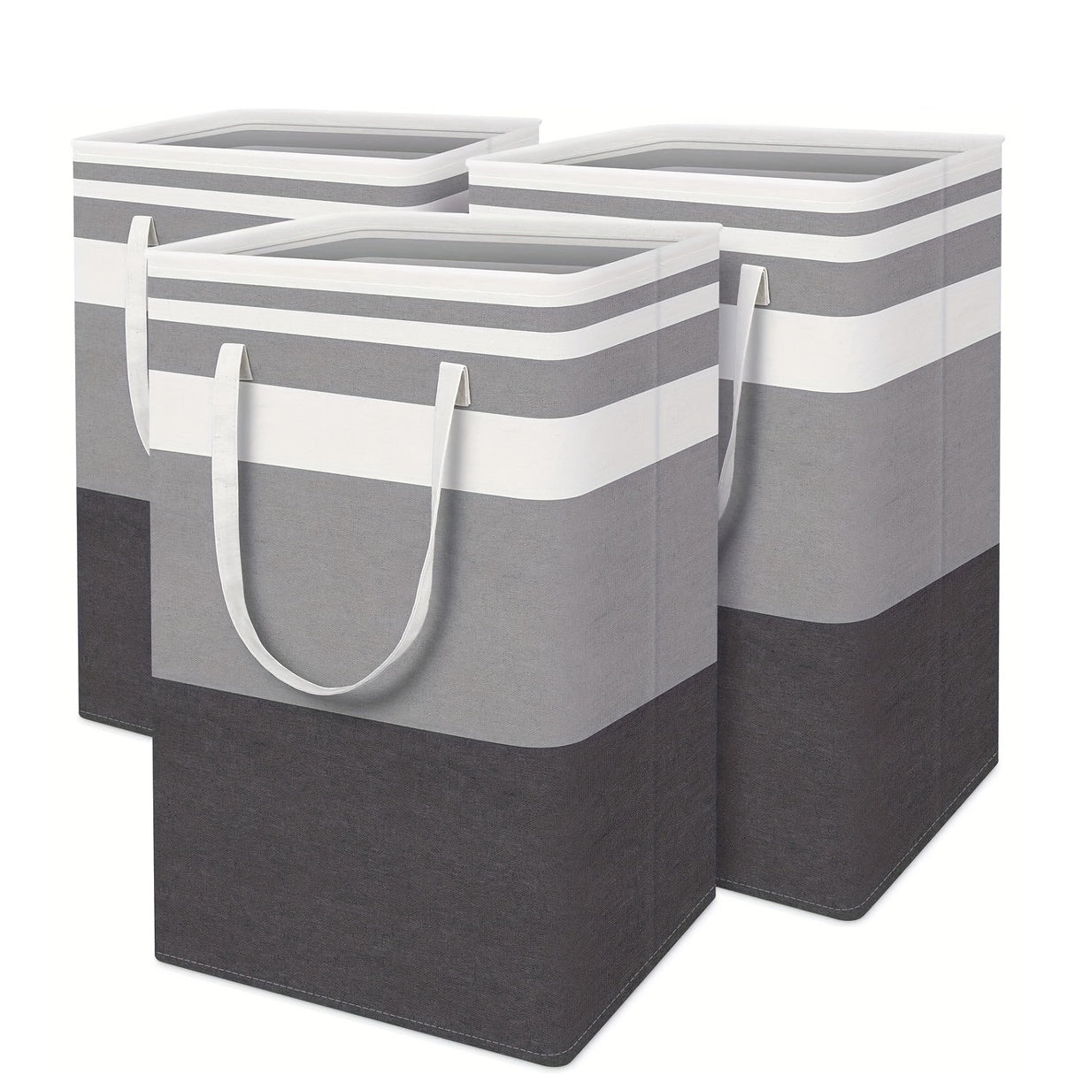 3pcs Laundry Basket, Freestanding Laundry Hamper, Collapsible Tall Clothes Hamper with Easy Carry Handles for Clothes, Towels in the Family and Dorm, Laundry Baskets