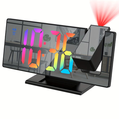 Multi-function Digital Alarm Clock with Large LED Mirror Screen, Temperature, Bedroom Date-Project Time and Alarm Clock