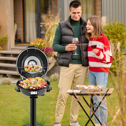 Smokeless Electric Indoor Grill with 1.12 SQ Ft Griddle & Warming Rack, Adjustable Temp 200-425°F, Vertical Design & Pull-Out Drip Pan for Steak, BBQ, Panini, Camping - Easy Clean 304 Stainless Steel