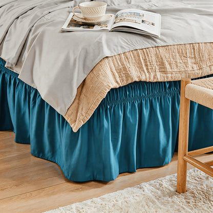 Leafy Bedding Queen Size Bed Skirt with Ruffle Trim - Adjustable Elastic Bed Ruffle, Microfiber Bedding Suitable for Twin/Full/Queen Beds, Machine Washable, Fade Resistant, Easy Fit Wrap Around Skirt, Traditional Style for or Rooms