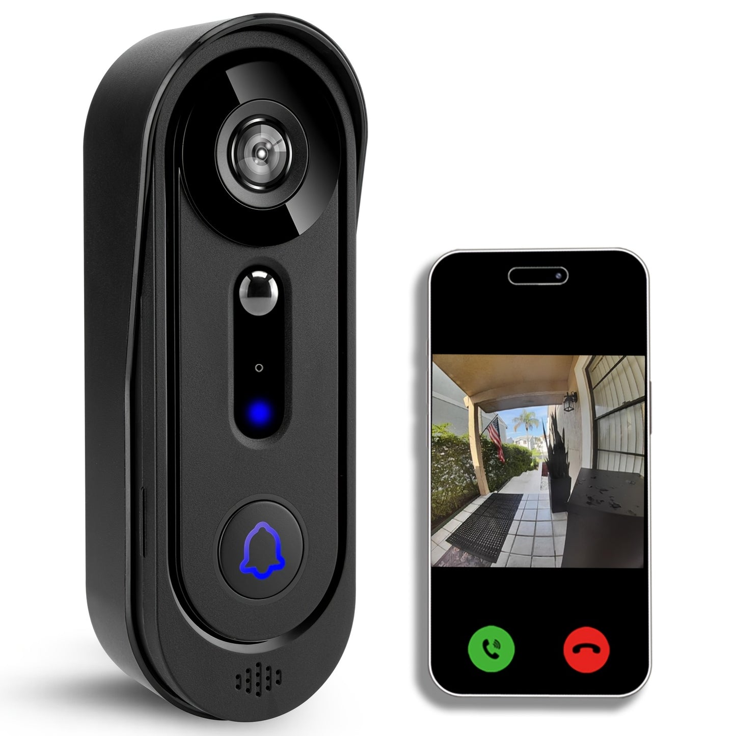 Wireless Doorbell Camera 1080P, Video Doorbell with Cloud Storage, Alert, Night Vision, Motion Detection, Two Way Audio, Indoor Chime, 2.4G