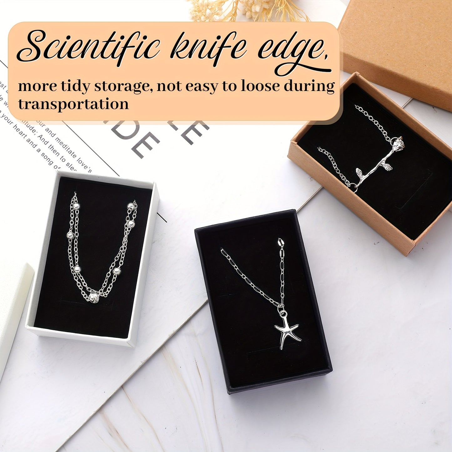 100pcs Cardboard Gift Boxes Bulk Paper Jewelry Boxes for Necklace Earring Bracelet Storage Packaging Display Thanksgiving Christmas Gifts(Brown, Black, White, 3.2x2x1.2in), Jewelry Boxes
