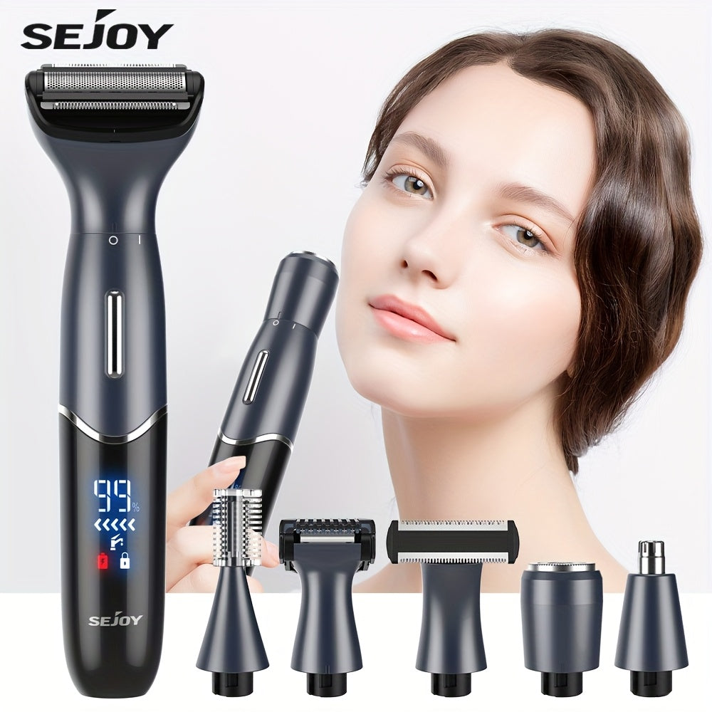 Women' Cordless Electric Bikini Trimmer & Body Shaver - Painless Razor with Replaceable Heads for Facial Hair, Eyebrows, Ear/Nose Hair - Portable Epilation for Sensitive Skin & -the- Grooming