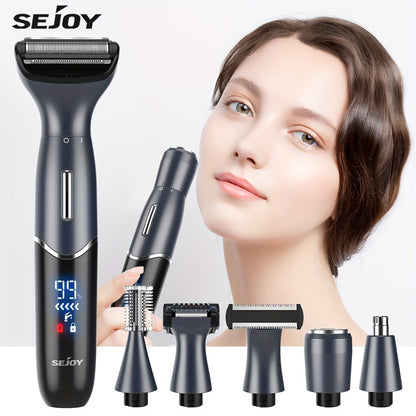 Women' Cordless Electric Bikini Trimmer & Body Shaver - Painless Razor with Replaceable Heads for Facial Hair, Eyebrows, Ear/Nose Hair - Portable Epilation for Sensitive Skin & -the- Grooming