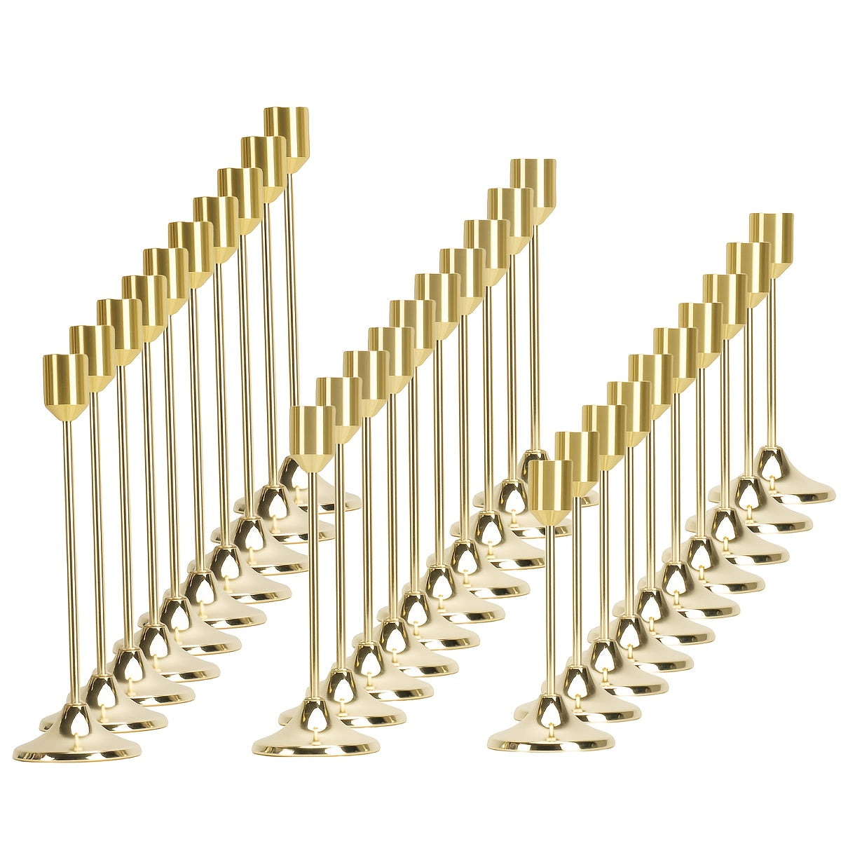 30-Pack Metal Cone Candle Holders - Classic Elegant Tabletop Decor for Christmas, Halloween, Weddings, Parties, Home & Hotel - Battery-Free, No Candles Included, Event Decoration, Sleek Polished Finish, Polished Metal Finish