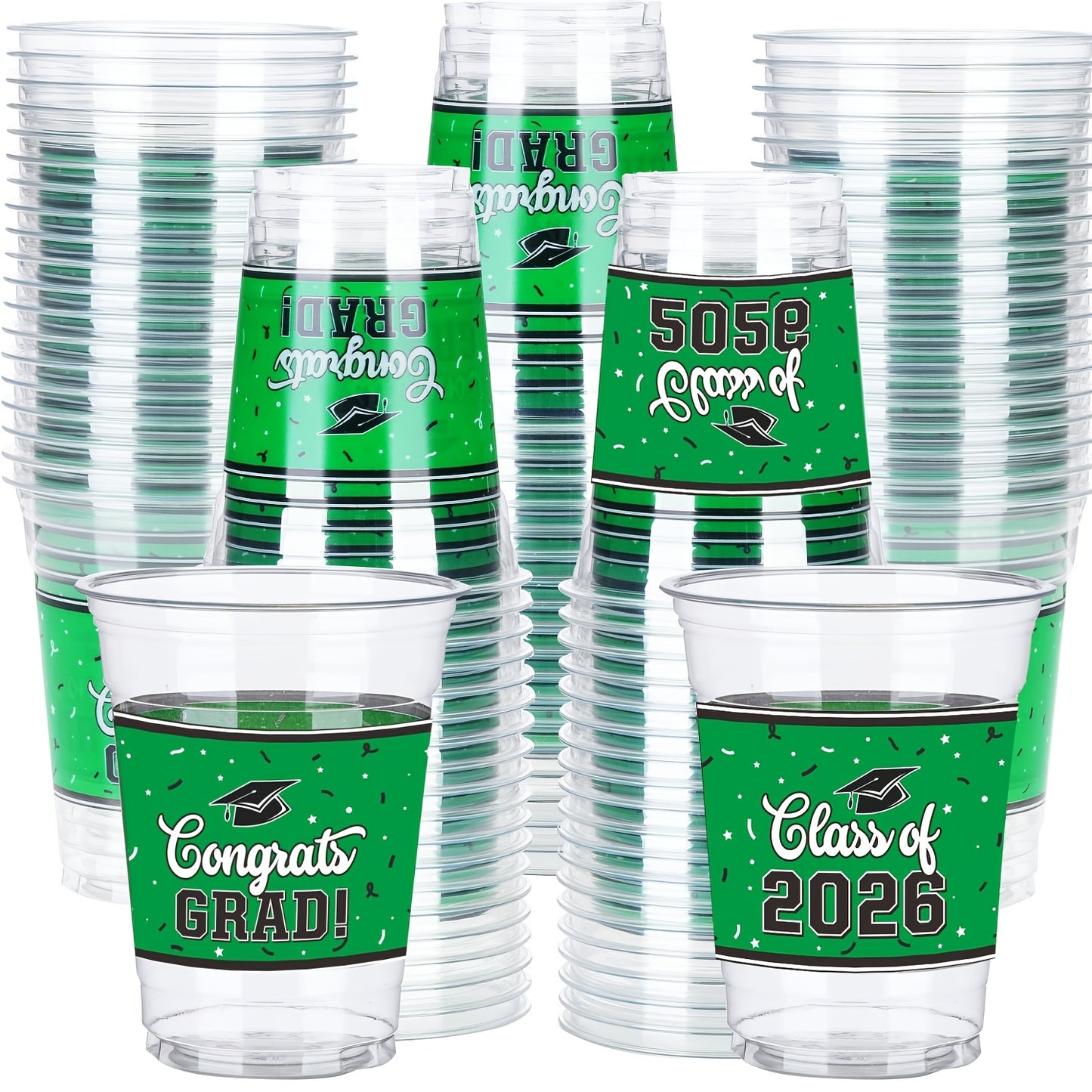 100pcs Graduation Cups Class Of 2026 Disposable Graduation Plastic Cups, 2026 Graduation Party Cups For Congrats Grad, Class Of 2026 Celebration Party Supplies Tableware