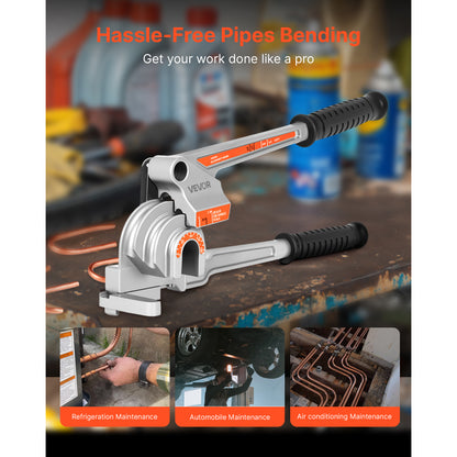 VEVOR 3 in 1 Lever Pipe Tube Bender for 1/4", 3/8", 1/2" (12.7mm) O.D. 0-180° Bending