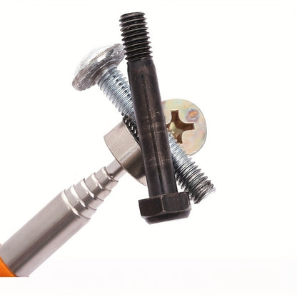 8-Pound Magnetic Pickup Tool with Ergonomic Orange Grip - Extendable Stainless Steel Rod, Portable & Durable Design for Nails, Screws, Small Metal Pieces - DIY, Construction, Workshop Retrieval Tool, Magnetic Tool