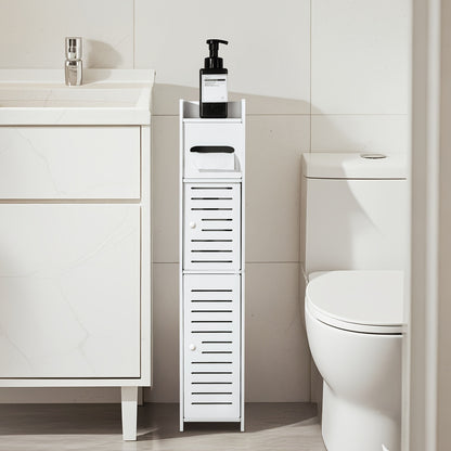 Small Bathroom Storage Cabinet, Slim & Crafed PVC Organizer, Ideal for Tight Spaces, Easy to Assemble & Durable, Multi-purpose Toilet Paper Holder Cabinet for Bathroom, Bedroom & Living Room, Valentine's Day Gift, (9mm Material Thickness), Toilet