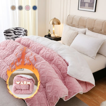 1pc Luxurious Plush Taffeta Comforter, Extra Thick And Soft Plush , Double-sided Thick, 500gsm Filling Heavy-Duty Extra Thick Warm For Autumn And Winter, Gift, Home Decor, Queen/King