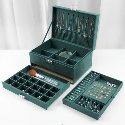 Luxury Velvet Jewelry Organizer Box with Drawers, High-End Jewelry Storage Case, Large Capacity, for Earrings, Rings, Necklaces, Bracelets, Travel Jewelry Organizer Box, Jewelry Boxes