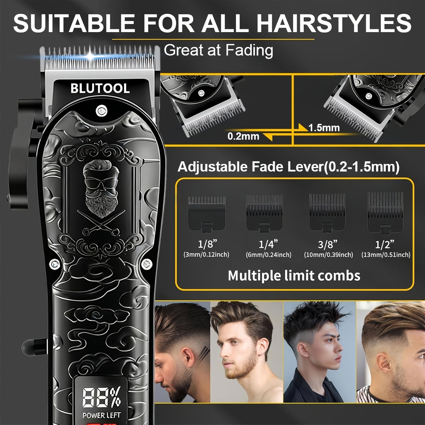 2/ 4pcs USB Rechargeable Men'S Grooming Set: 4pcs Set Includes A Hair Clipper, An Electric Shaver, And A Nose/ear Hair Trimmer, Featuring An LCD Battery Display; 2pcs Set Includes Two Hair Clippers. Makes An Ideal Gift For A Husband Or Boyfriend.