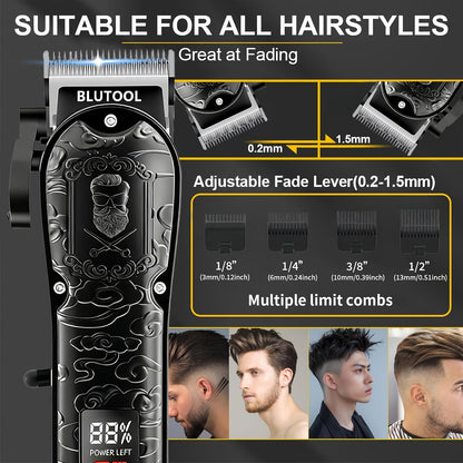 2/ 4pcs USB Rechargeable Men'S Grooming Set: 4pcs Set Includes A Hair Clipper, An Electric Shaver, And A Nose/ear Hair Trimmer, Featuring An LCD Battery Display; 2pcs Set Includes Two Hair Clippers. Makes An Ideal Gift For A Husband Or Boyfriend.